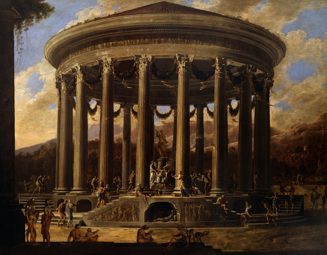 Utsikt över templet (olja på duk) av Viviano Codazzi