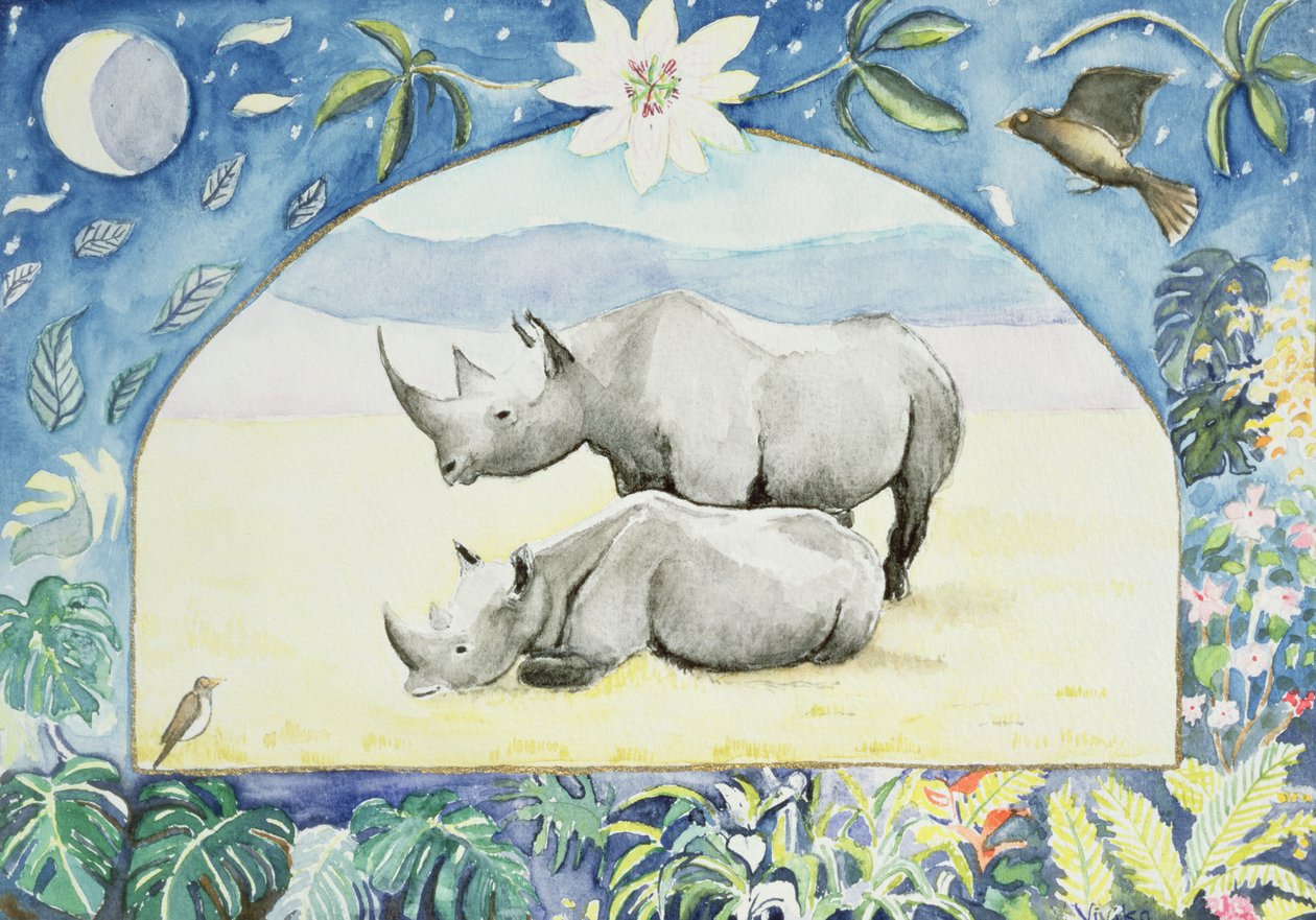 Rhino (februari månad från en kalender) av Vivika Alexander
