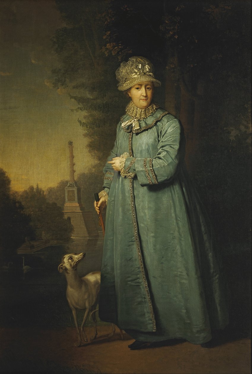 Porträtt av Catherine II, kejsarinnan av Ryssland i parken av Vladimir Borovikovskiy