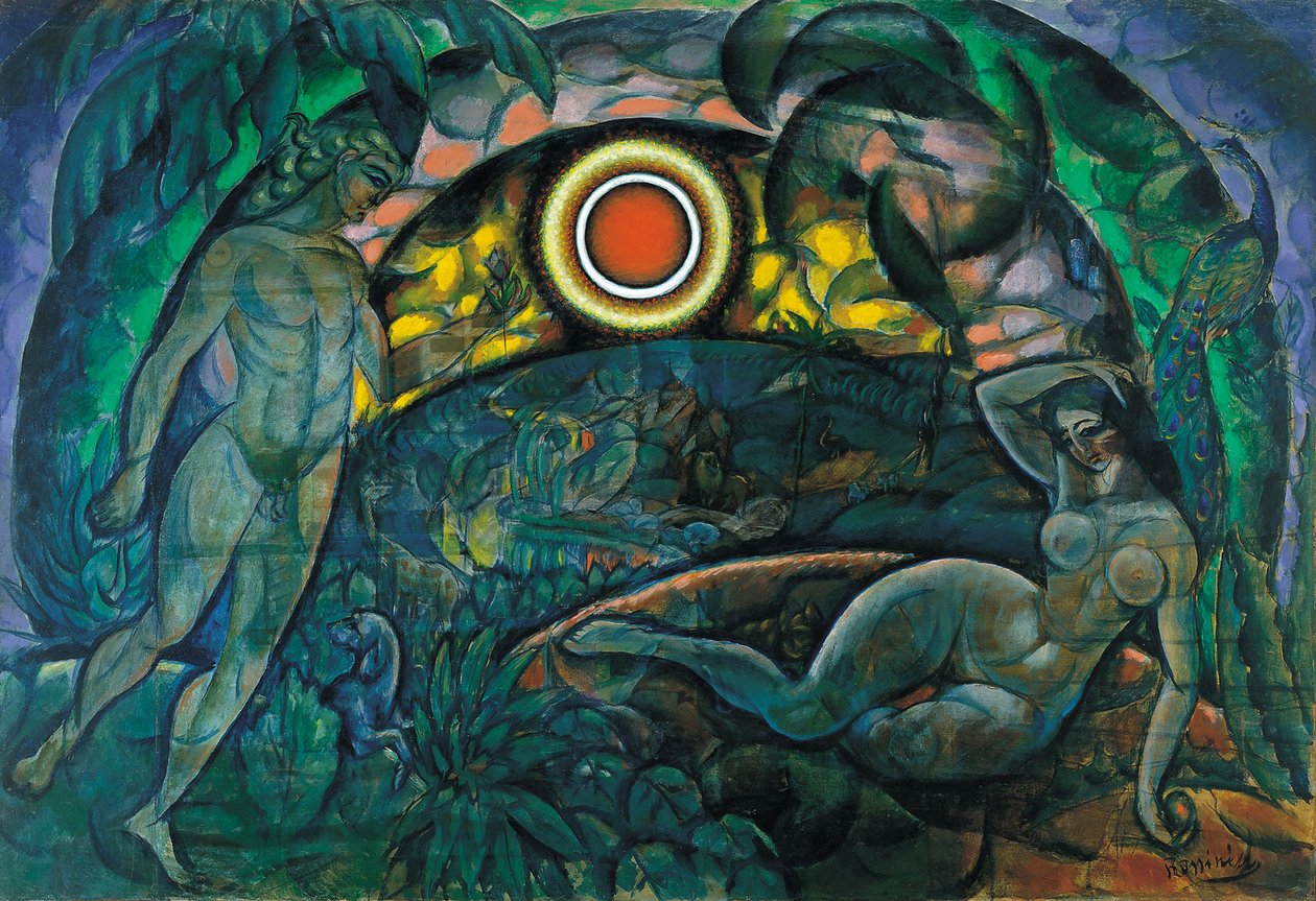 Adam och Eva, 1912 av Daniel Vladimir Baranoff Rossine