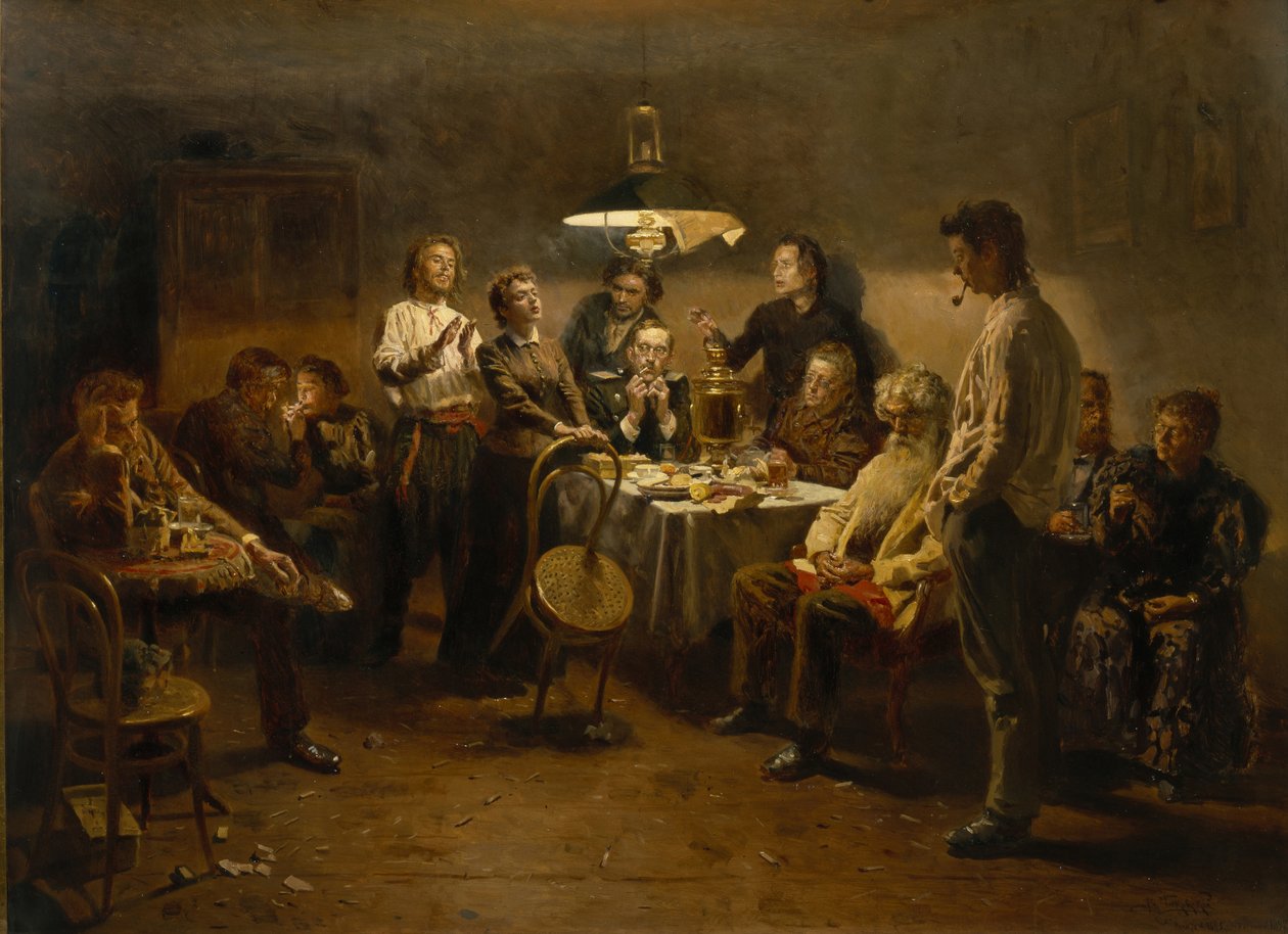 En gemytlig kväll, 1875-1897 av Vladimir Egorovic Makovsky