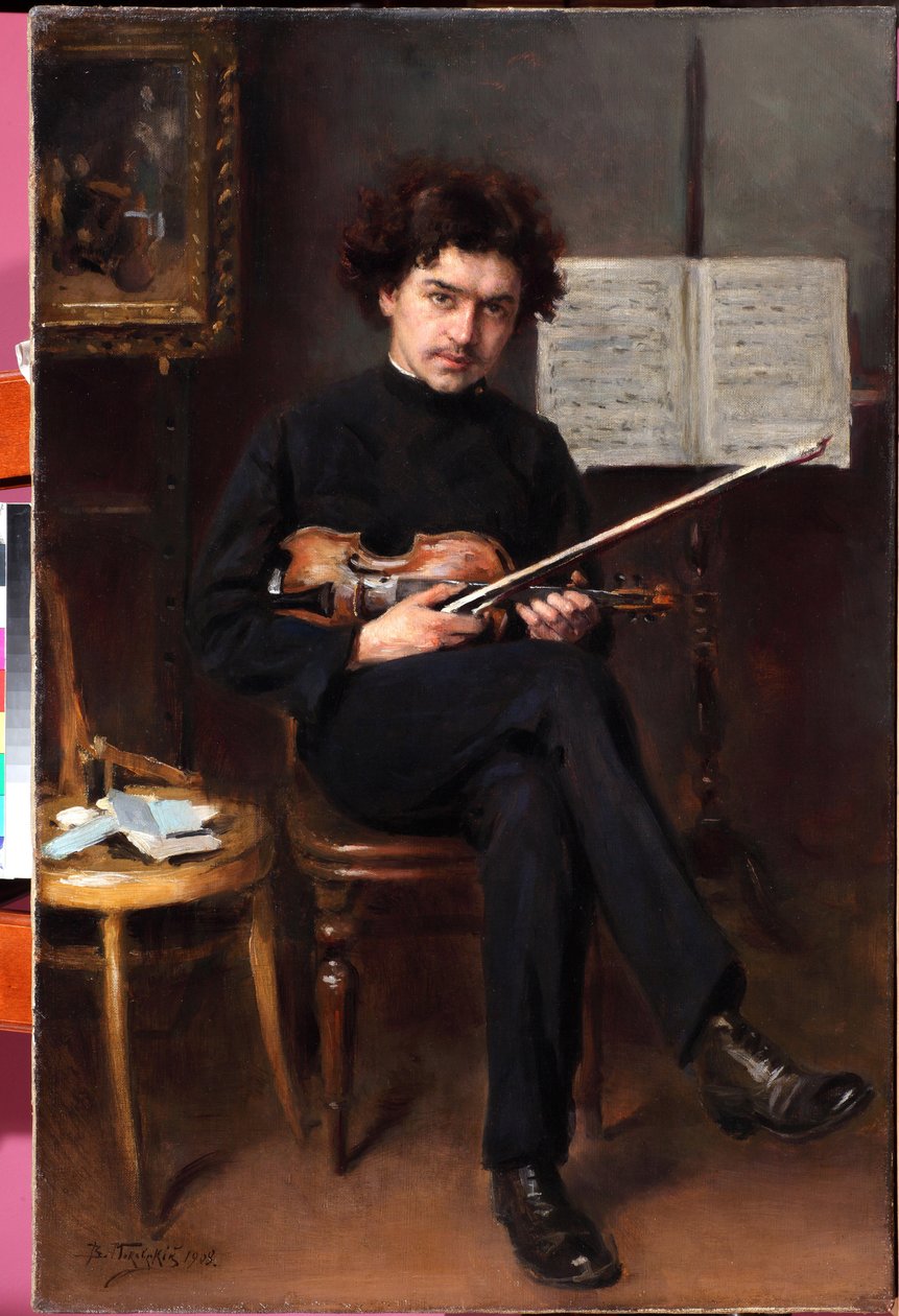 Porträtt av violinisten och kompositören Jan Kubelik (1880-1940) par Vladimir Yegorovich (Egorovitch) Makovsky (Makovski) (1846-1920) av Vladimir Egorovic Makovsky