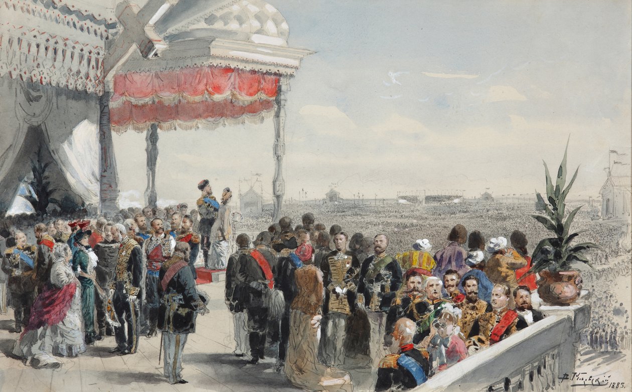 Offentliga festligheter efter kröningen av kejsar Alexander III på Khodynkafältet, 1883 av Vladimir Egorovic Makovsky