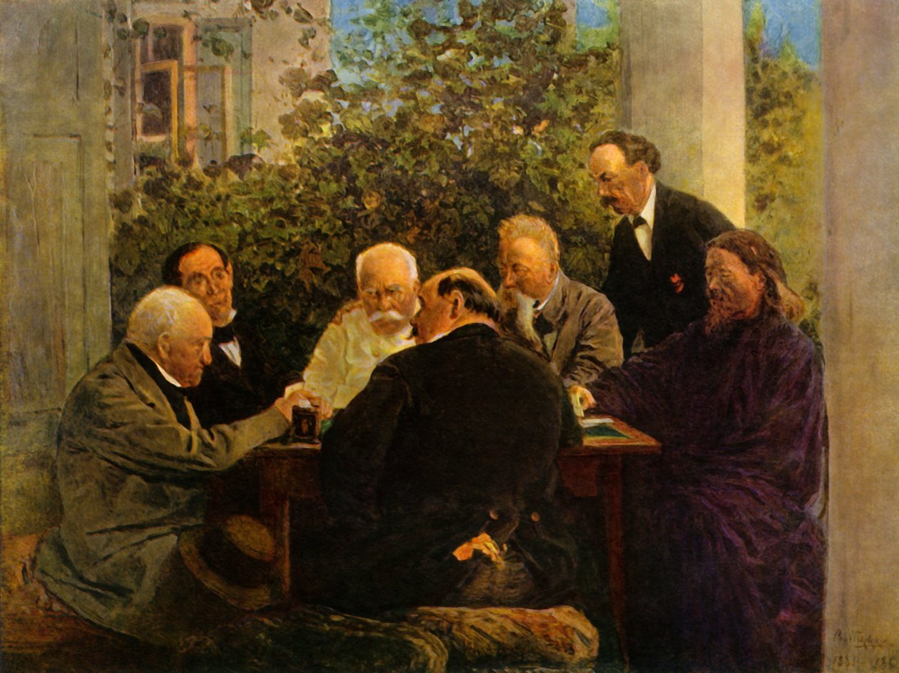 The Game of Cards, sent 1800-tidigt 1900-tal, 1965. av Vladimir Egorovic Makovsky