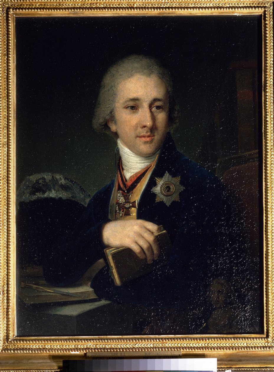 ""Porträtt av Alexander Labzin (Labzin eller Labsin) (1766-1825) Rysk författare frimurare (frimurare)"" Målning av Vladimir Borovikovsky (eller Borovikovsky) (1757-1825) Efter 1816 Statens Tretjakovgalleri, Moskva av Vladimir Lukich Borovikovsky
