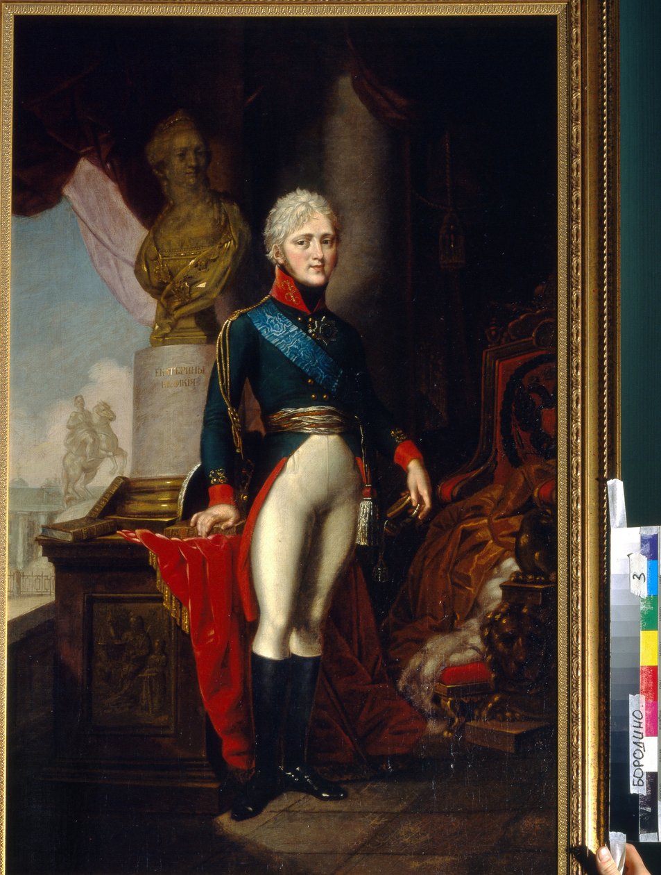 Porträtt av kejsar Alexander I av Ryssland (1777-1825). Målning av Vladimir Lukich Borovikovsky (eller Borovikovsky) (1757-1825), olja på duk, cirka 1800. Rysk konst från 1700-talet. Statens Borodino krigs- och historiska museum, Moskva. av Vladimir Lukich Borovikovsky
