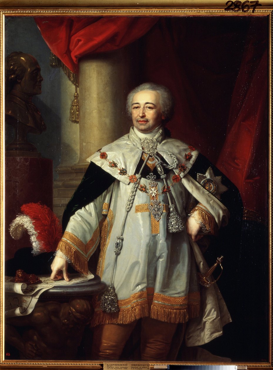 ""Porträtt av den ryska politikern och vicekanslern Alexander Kurakin (Kurakin) (1752-1818)"" Målning av Vladimir Borovikovsky (Borovikovski) (1757-1825) 1799 Ryska statens museum, Sankt Petersburg av Vladimir Lukich Borovikovsky
