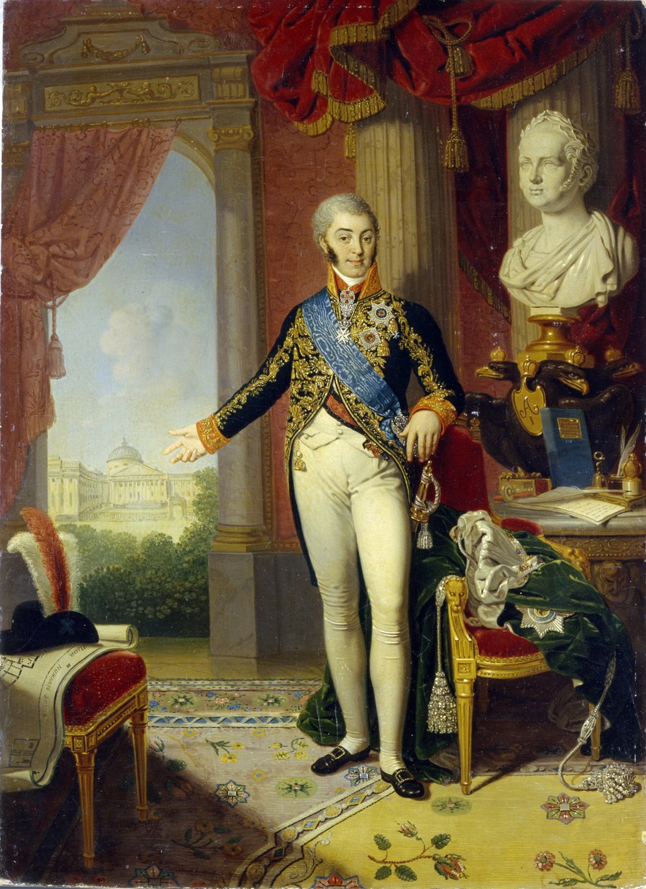 Porträtt av greve Nikolai Petrovich Sheremetev (1751-1809) (porträtt av greve N.P. Sheremetev). Målning av Vladimir Lukich Borovikovsky (eller Borovikovski) (1757-1825), olja på duk av Vladimir Lukich Borovikovsky