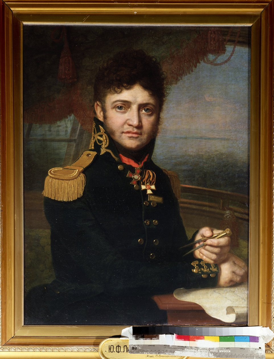 ""Portrait du navigateur et officer Yuri Lisyansky (Lisiansky ou Lisianski) (1773-1837)"" Peinture de Vladimir Borovikovsky (Borovikovski) (1757-1825) 1810 State Central Navy Museum Saint Petersbourg av Vladimir Lukich Borovikovsky