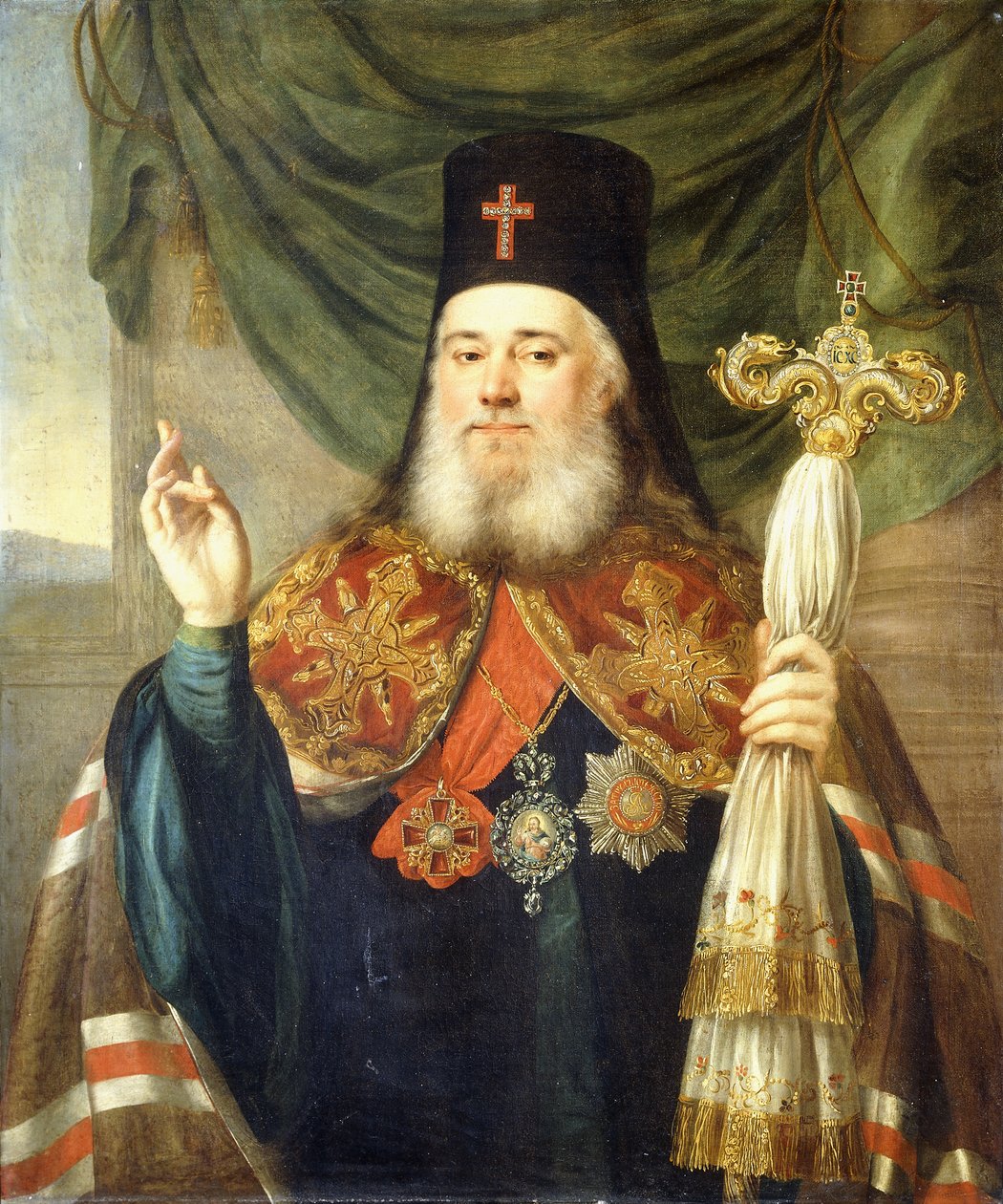 Porträtt av Platon, Metropolitan of Moscow och Column av Vladimir Lukich Borovikovsky