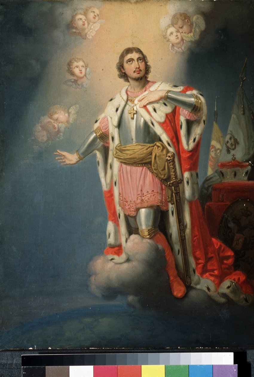 ""Representation du heros national russe Alexandre de la Neva (ou Alexandre Nevski eller Alexander Nevsky) (1220-1263) prince de Novgorod"" Peinture de Vladimir Lukich Borovikovsky (ou Borovikovski) (1757-1825) State Tretyakov Gallery, Moscou av Vladimir Lukich Borovikovsky