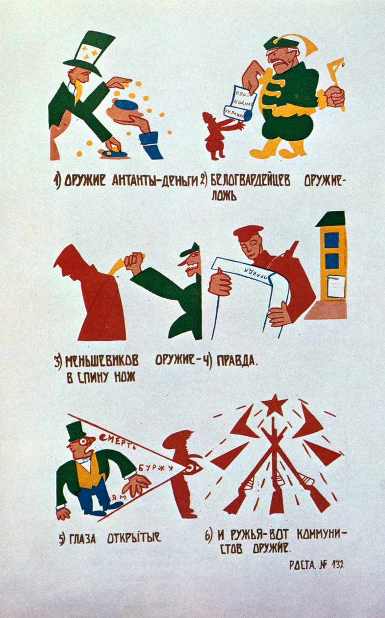 Karikatyr mot monarkisterna, Okna Rosta, 1920. av Vladimir Mayakovsky