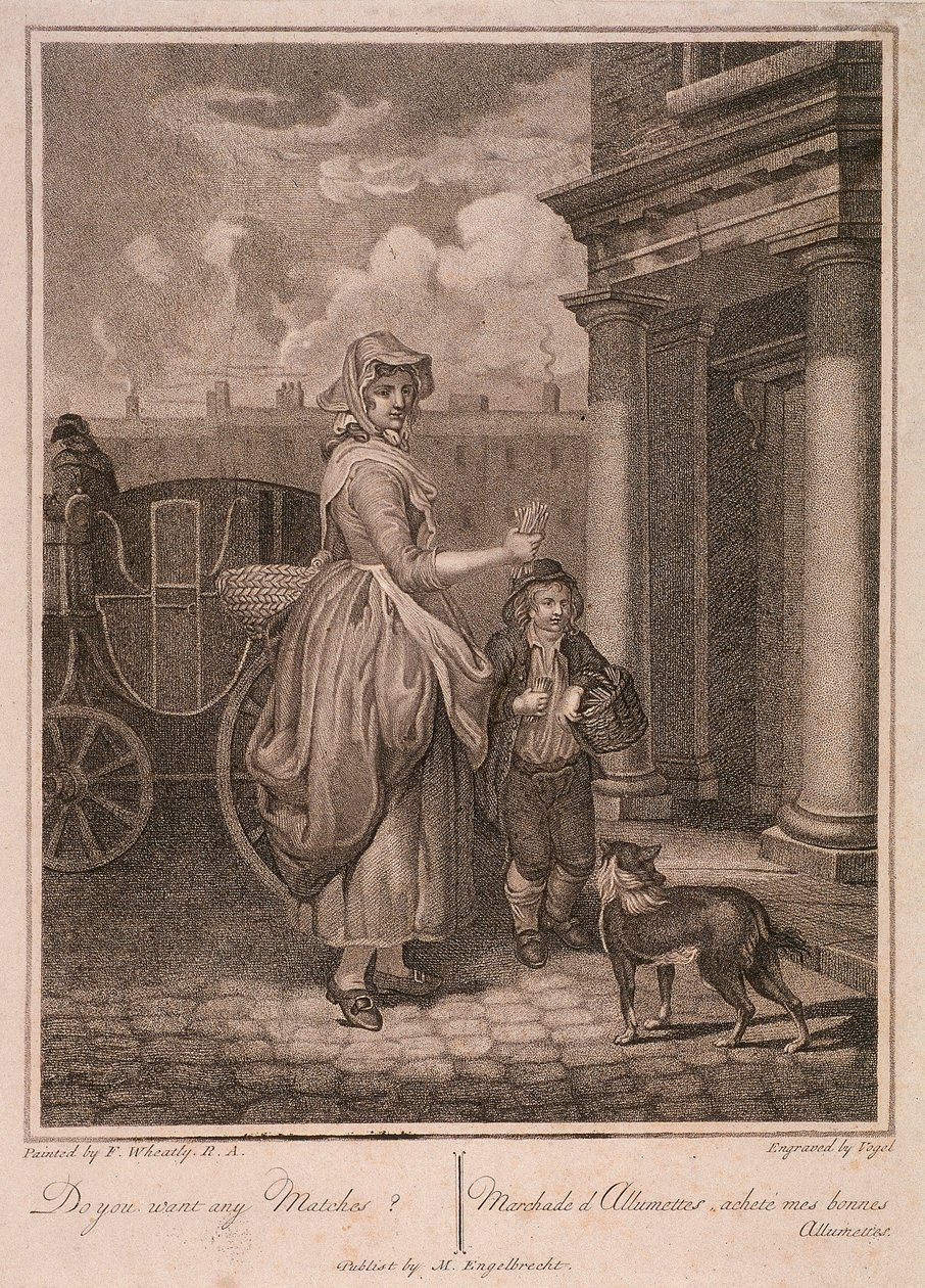 "Vill du ha några tändstickor", Cries of London, c1794 av Vogel