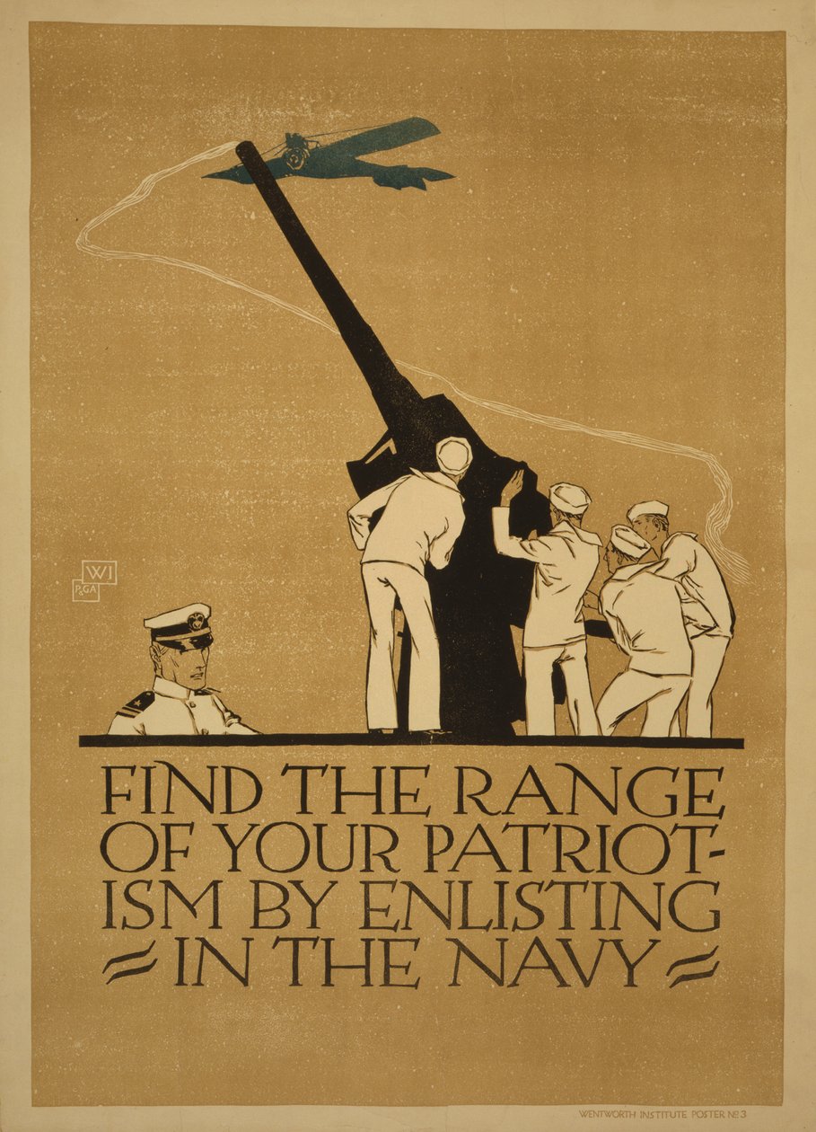 "Hitta omfattningen av din patriotism genom att ta värvning i flottan", 1918 av Vojtěch Preissig