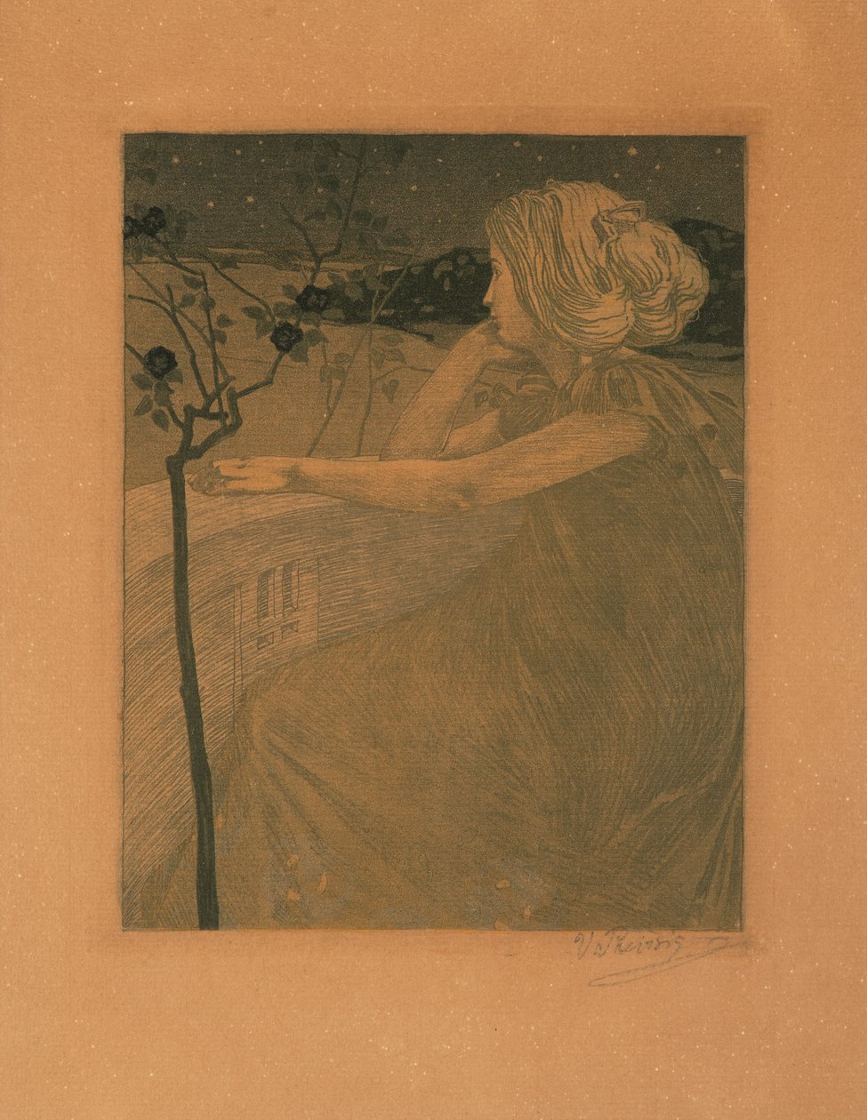 Meditation på balkongen, 1899-1900. av Vojtěch Preissig