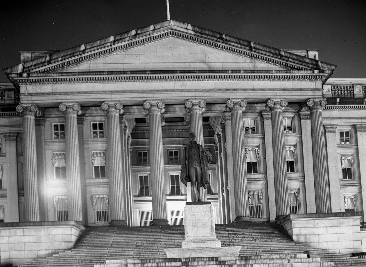Treasury Building, Washington på natten av Volkmar Wentzel