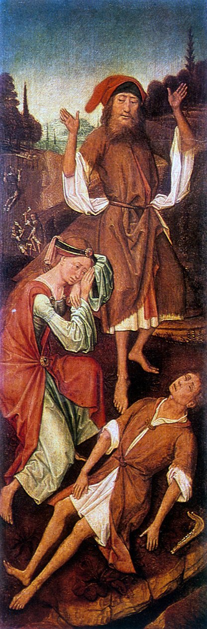 Adam och Eva gråter över förmågans kropp, c1440-1495. av Vrancke van der Stockt