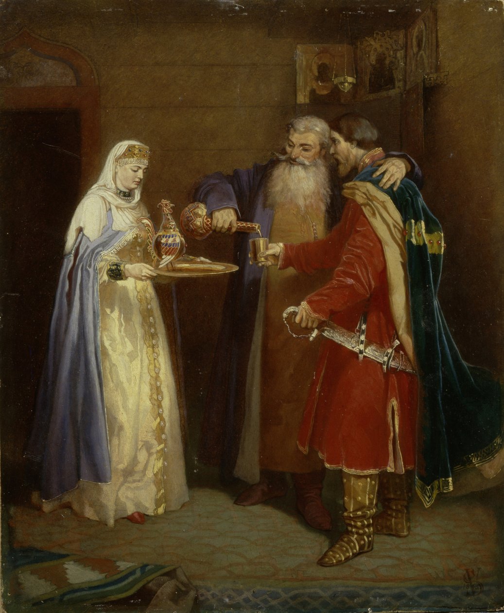Boyers välkomnande besöker Boyer Morozov till prins Serebaren, 1865 av Vyacheslav Grigoryevich Schwarz