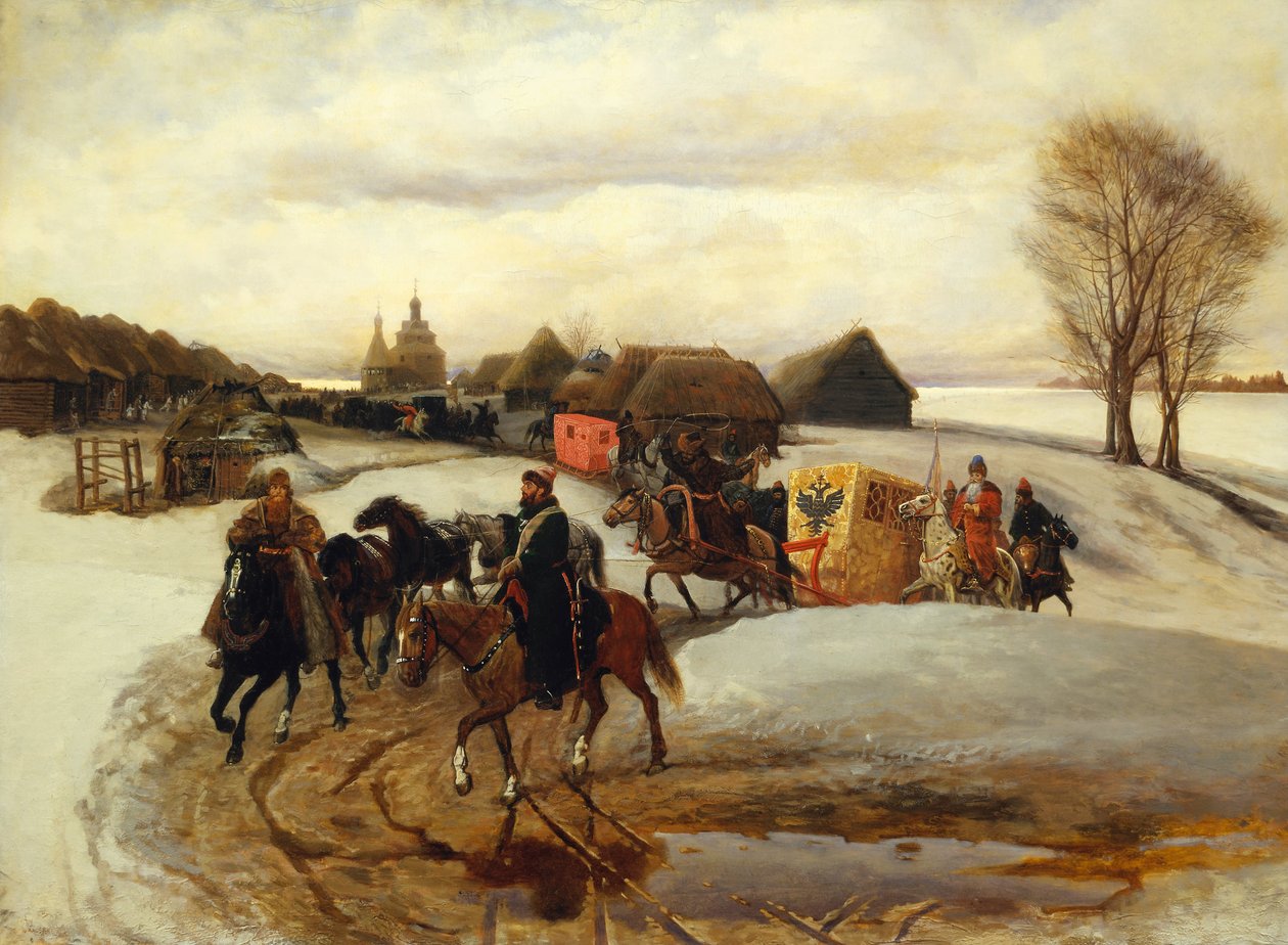 Tsarinans vårpilgrimsfärd vid tsar Alexis I Mikhailovichs tid, 1868 av Vyacheslav Grigoryevich Schwarz