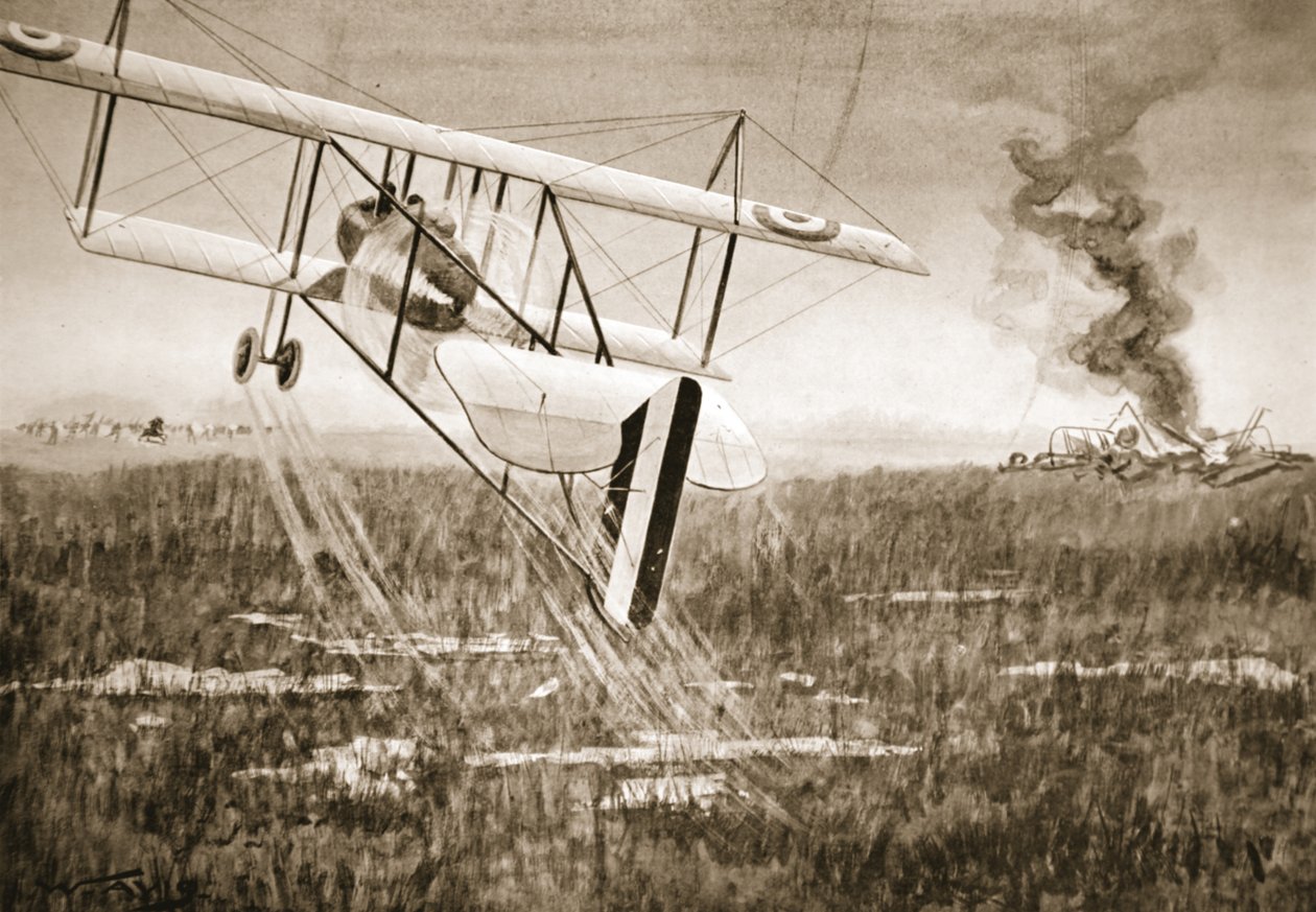Squadron-Commander Davies stiger upp i sitt flygplan efter att ha tagit ombord flygunderlöjtnant Smylie. av W. Avis