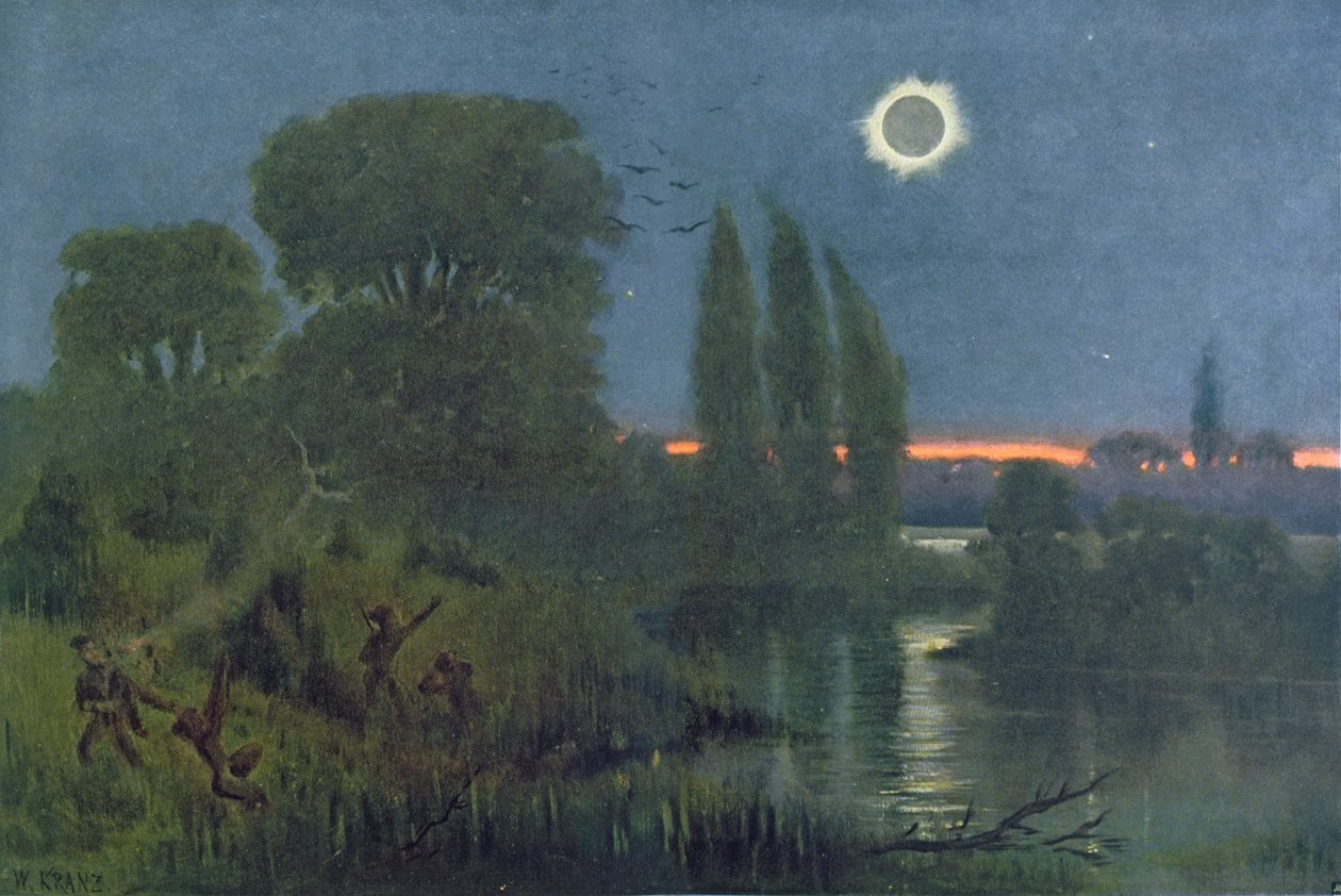 Total solförmörkelse, illustration från 