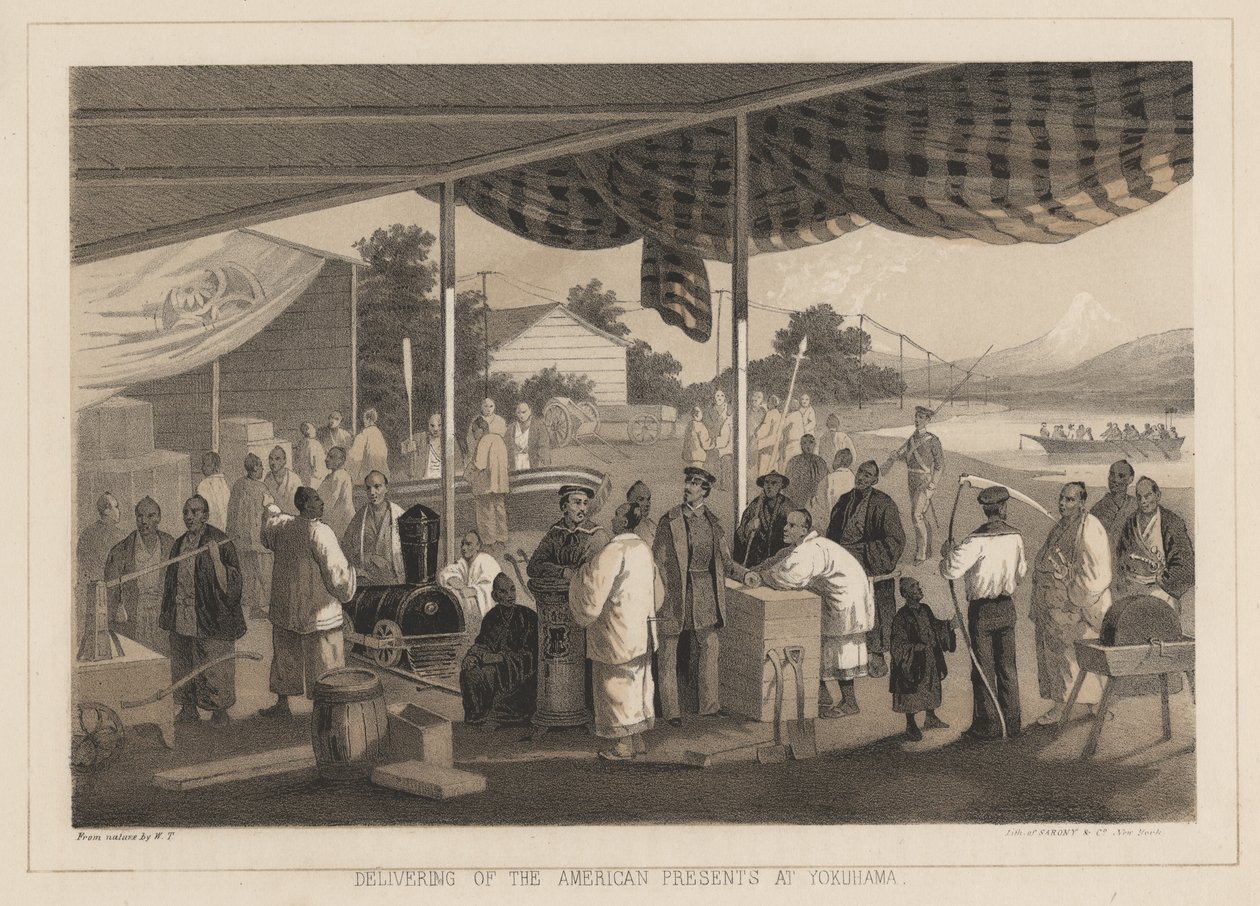 Överlämnande av de amerikanska presenterna i Yokuhama, 1855 av W. T. Peters