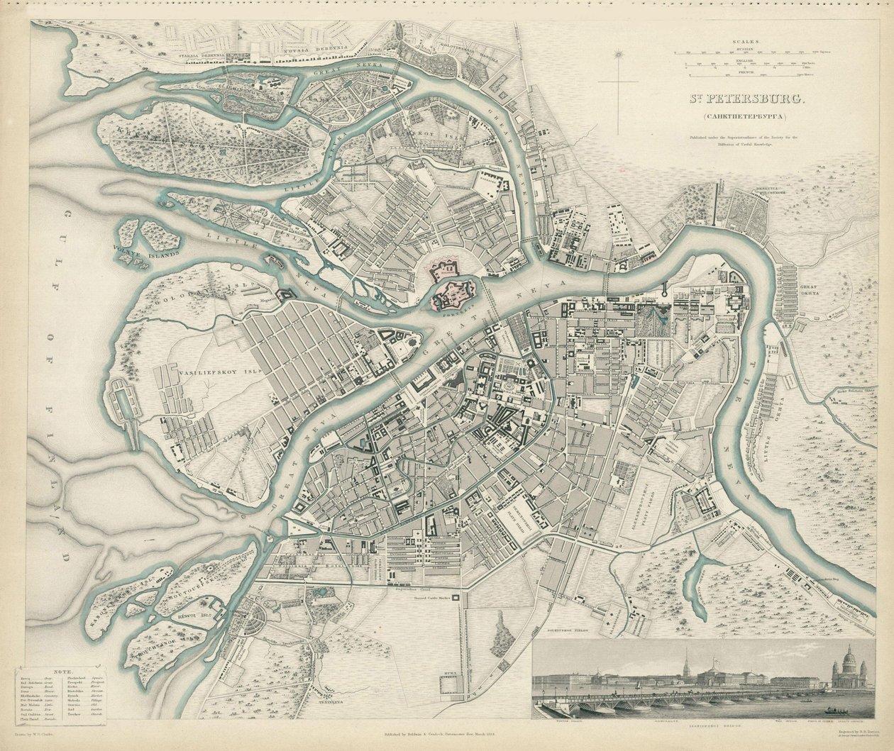Karta över Petersburg, 1834 av W.B. Clarke