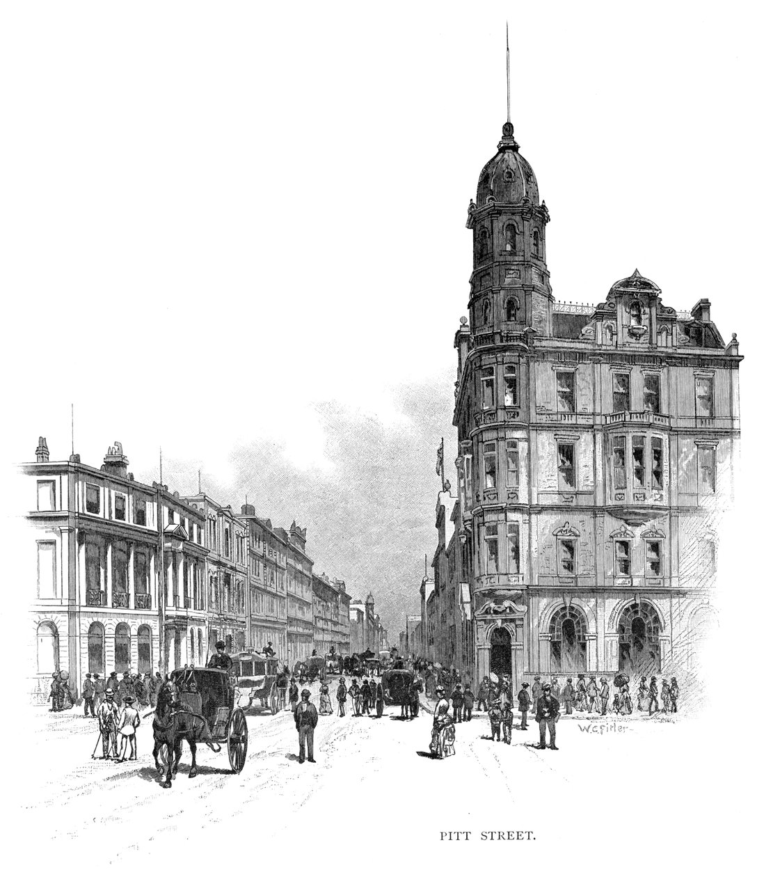Pitt Street, Sydney, New South Wales, Australien, 1886. av WC Fitler