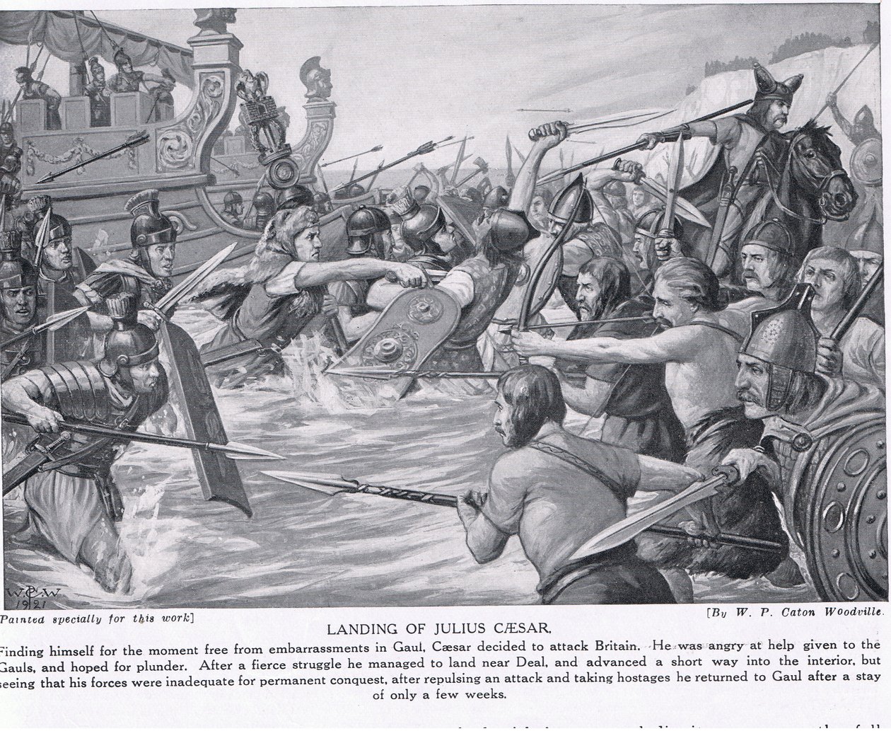 Landing of Julius Caesar, illustration från 