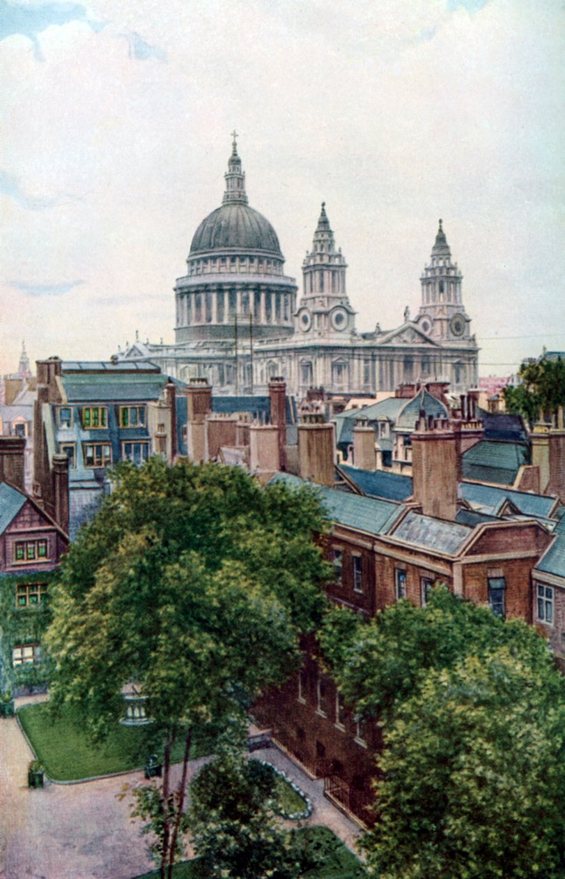 Utsikt från Old Bailey mot St Pauls Cathedral, London, c1930-talet. av W.S. Campbell