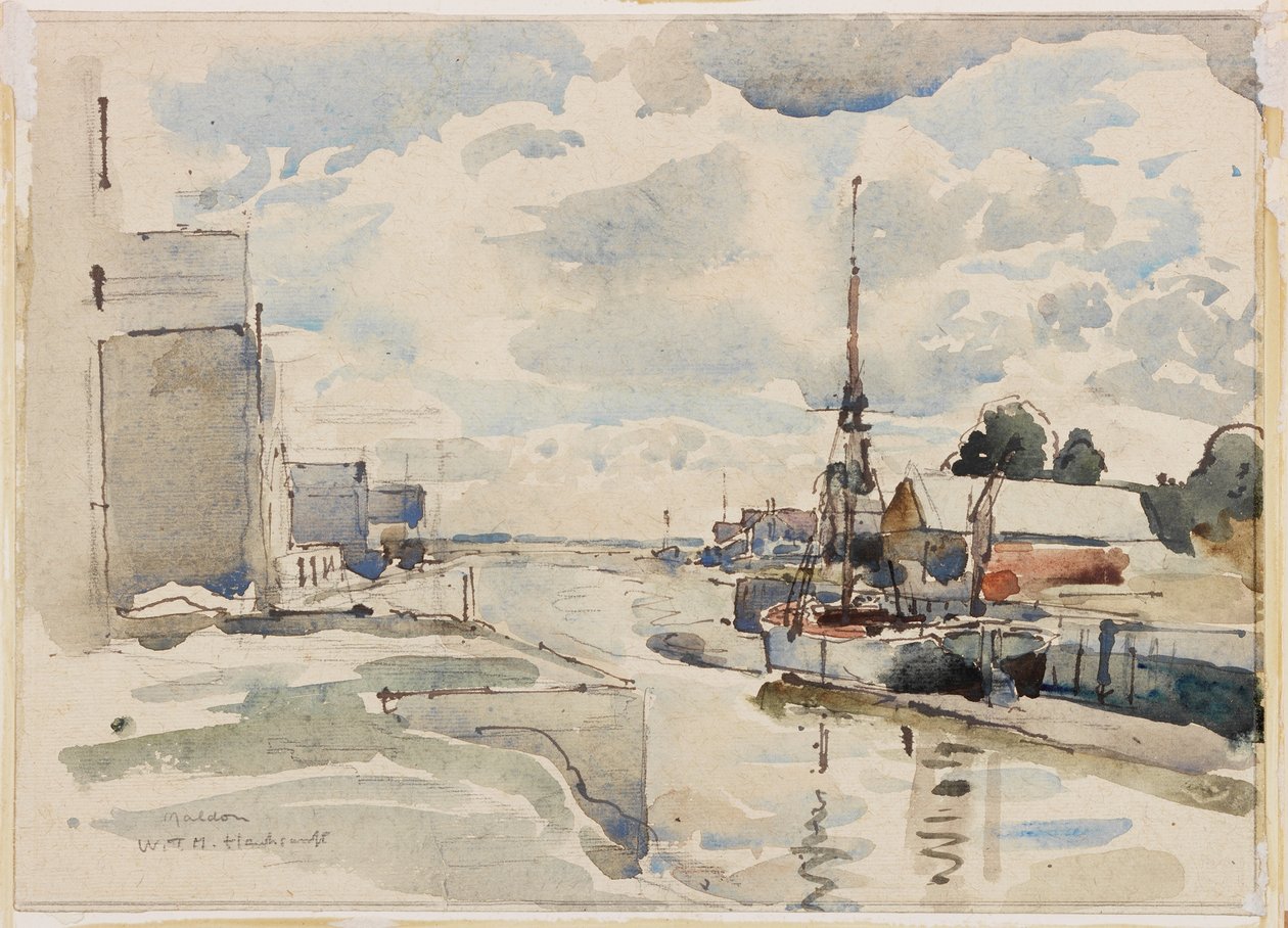 Maldon, Essex (färg, blyerts och wc på papper) av W.T.M. Hawksworth