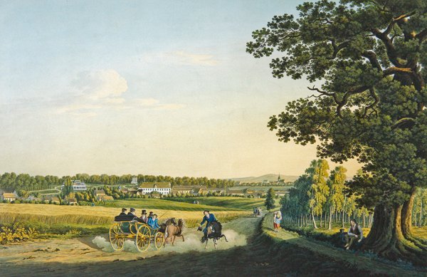 Vy över Alt Haldensleben graverad av Carl August Richter (1770-1848) (gravyr med akvarell) av W. (after) Behrendsen