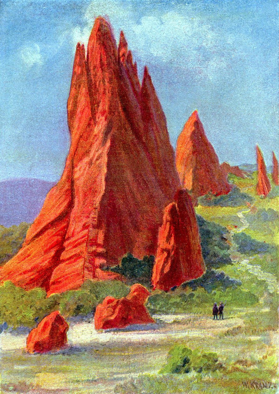 The Garden of the Gods i Colorado, ca 1880 (gravyr) av W. (after) Kranz