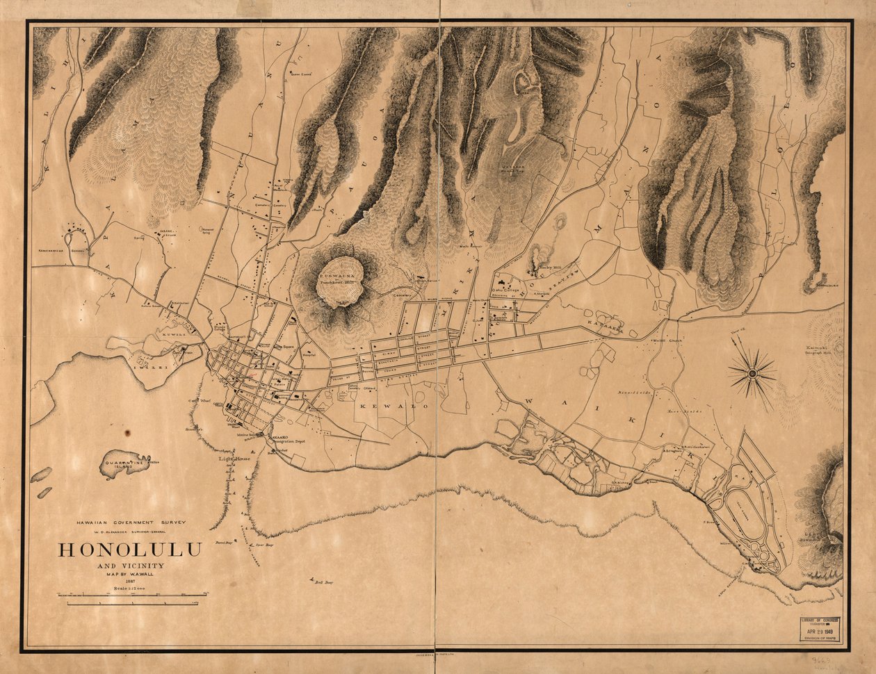 Honolulu med omnejd av W. A.; Alexander Wall