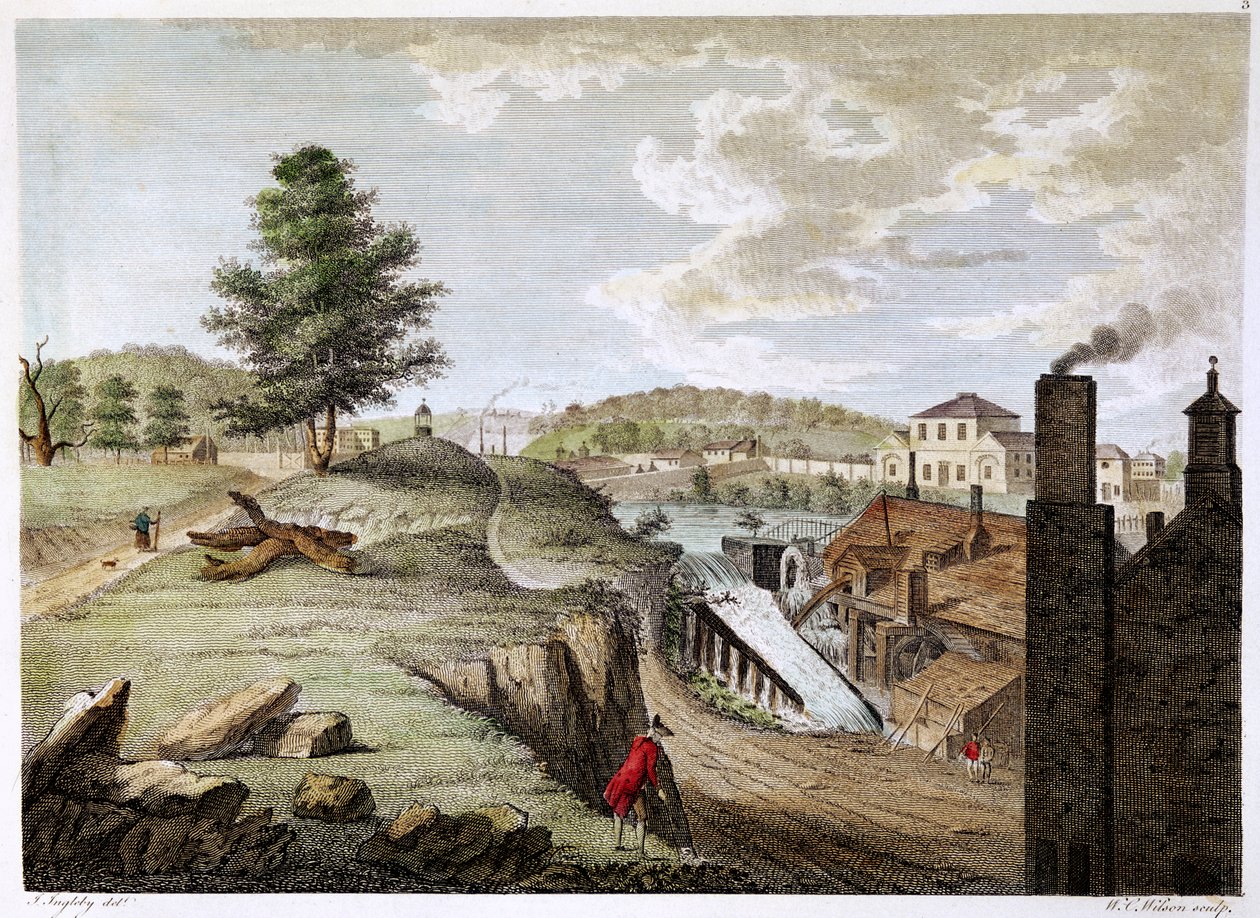 Greenfield Brass Mill nära Holywell, Flintshire, Wales, 1792 av W. C. Wilson