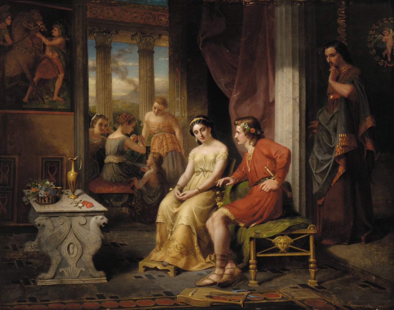 The Last Days of Pompeii: Glaucus and Ione (olja på duk) av W. Colby