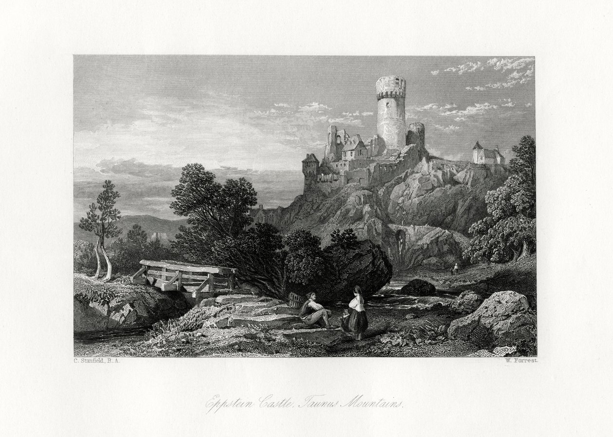 Slottet Eppstein, Taunusbergen, Tyskland, 1800-talet av W. Forrest