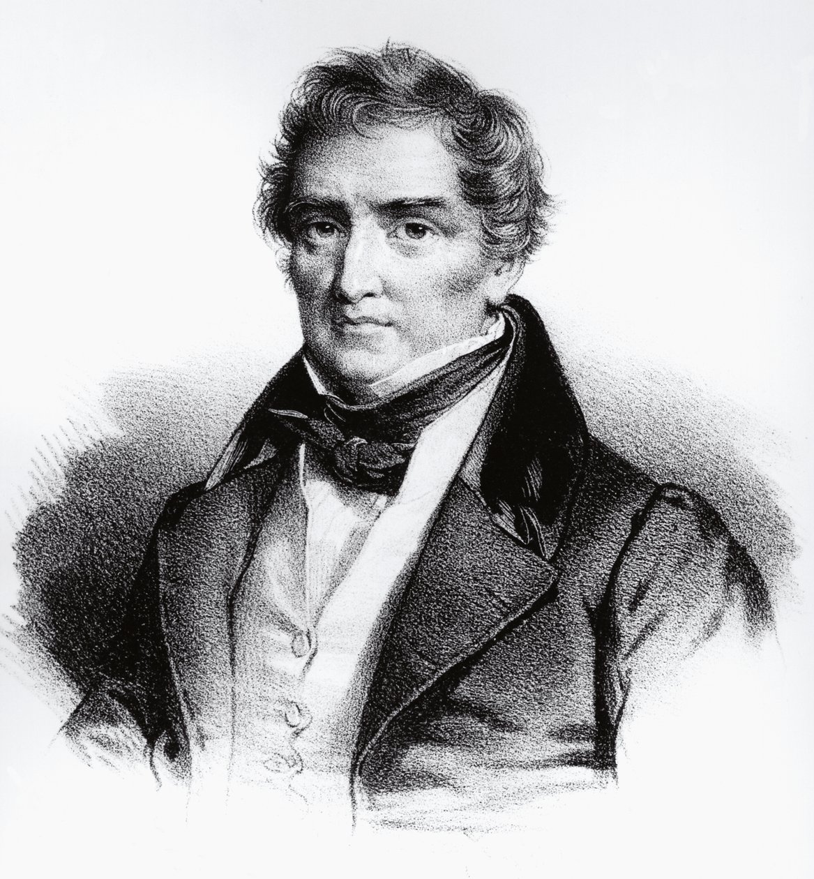 Porträtt av Francois Joseph Victor Broussais (1772-1838) fransk läkare, gravyr av John Ward Dunsmore