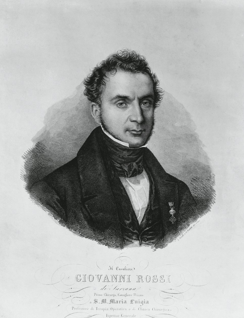 Porträtt av Giovanni Rossi (1800-talet), italiensk kirurg, gravyr efter målning av Enrico Bandini (1807-1888) av John Ward Dunsmore