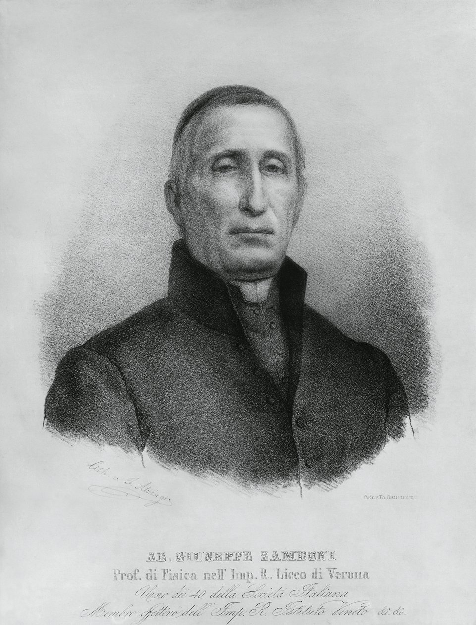 Porträtt av Giuseppe Zamboni (1776-1846), italiensk katolsk präst och fysiker av John Ward Dunsmore