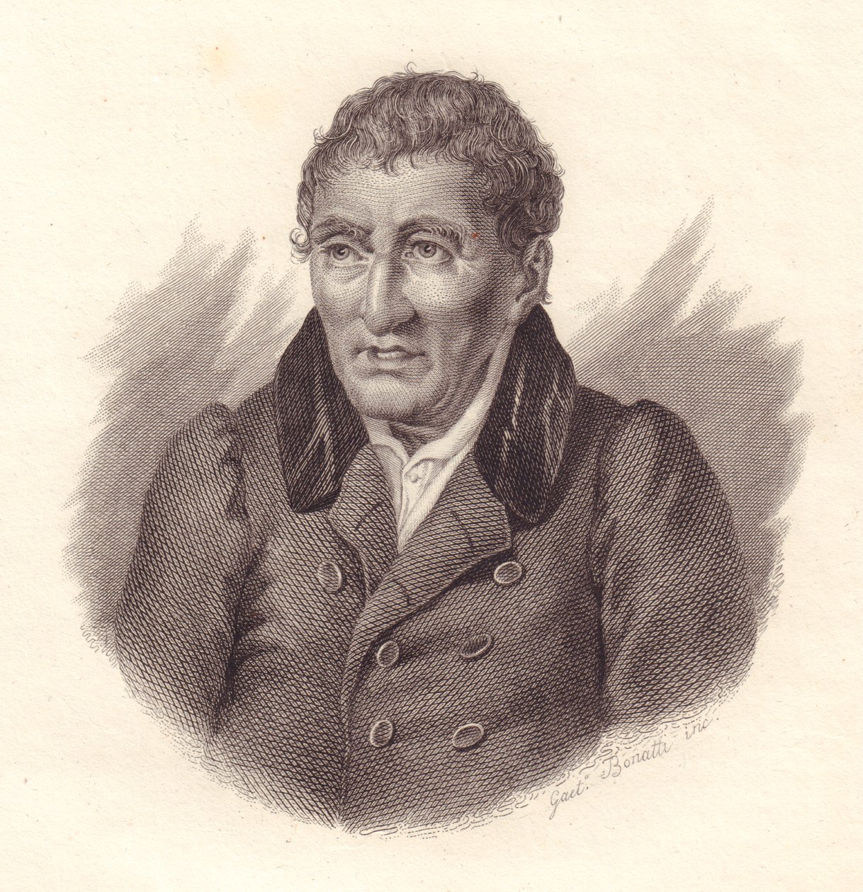 Porträtt av den italienske poeten Jacopo Vittorelli (1749-1835), kopparstick av Bonatti av John Ward Dunsmore