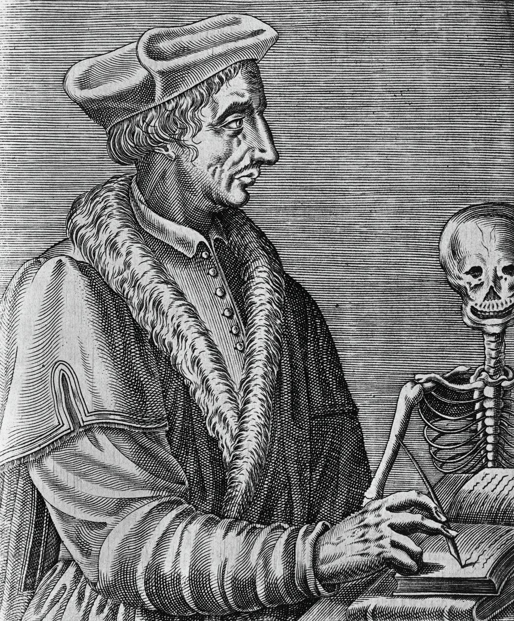 Porträtt av Jean Francois Fernel (1497-1558), fransk läkare, astronom och matematiker, gravyr av Nicolas II de Larmessin (ca 1638-1694) av John Ward Dunsmore