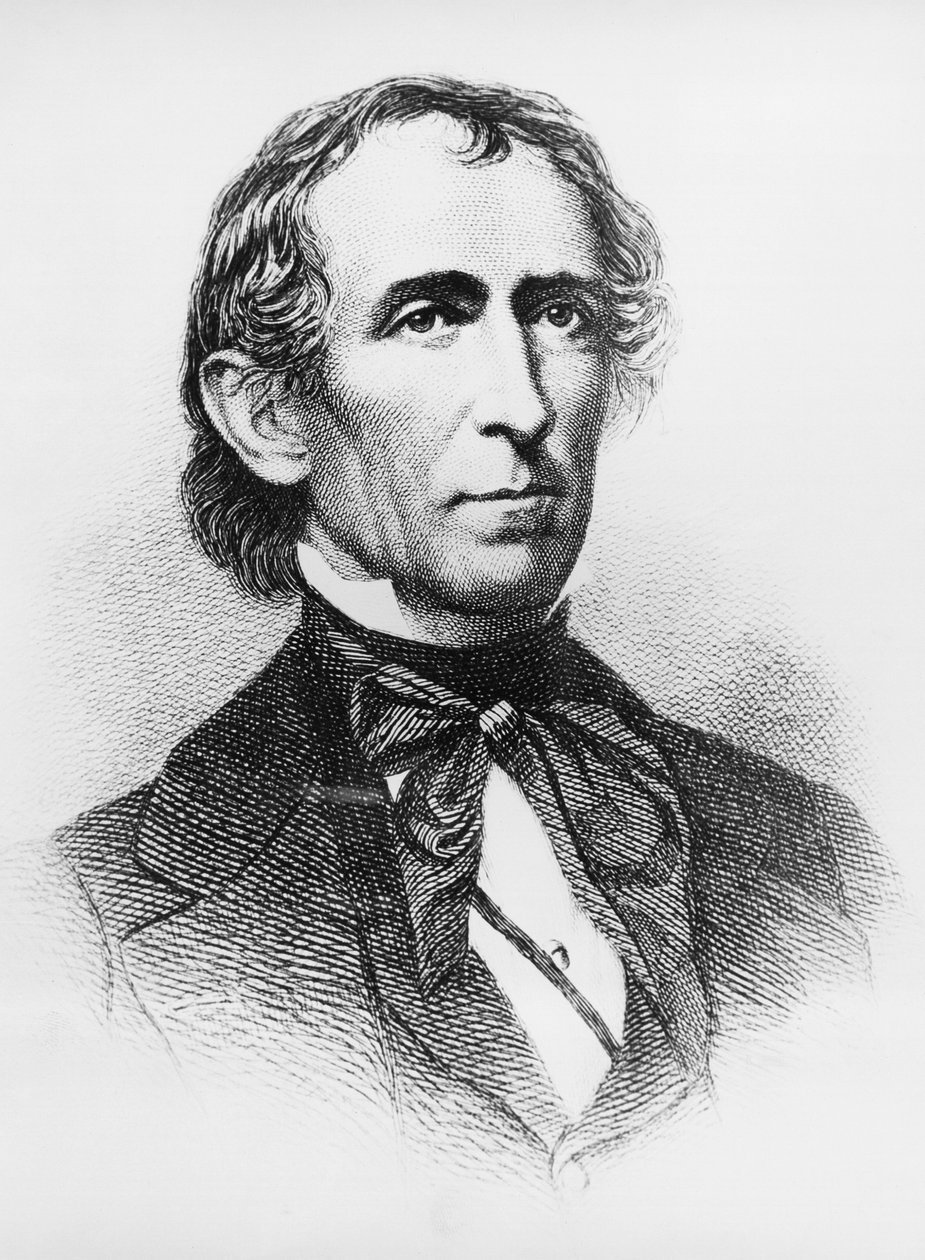 Porträtt av John Tyler (1790-1862), amerikansk advokat och politiker som tjänstgjorde som USA:s 10:e president från 1841 till 1845, gravyr efter daguerreotypi av John Ward Dunsmore