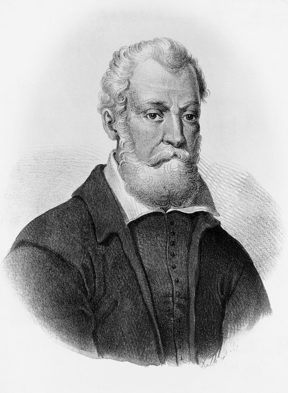 Porträtt av Luigi Pulci (1432-1484), italiensk poet, gravyr av John Ward Dunsmore