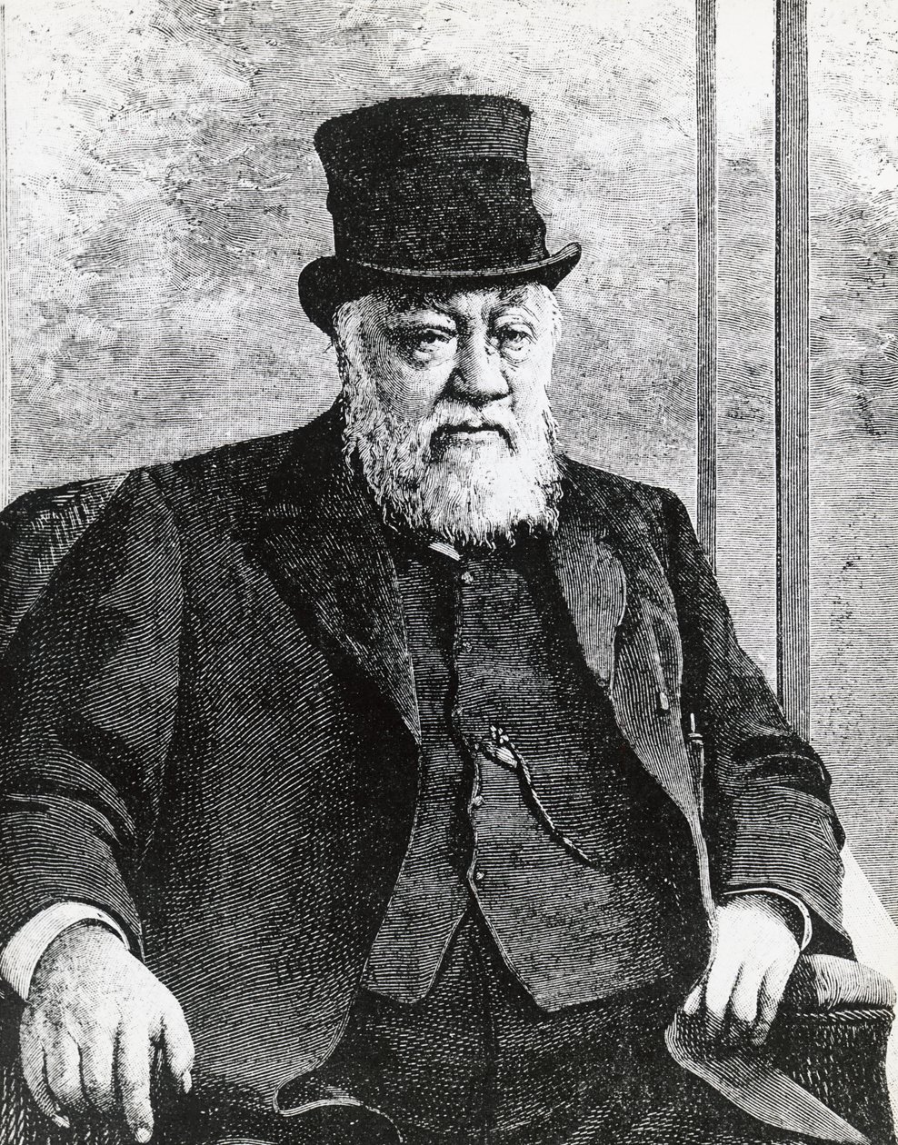 Porträtt av Stephanus Johannes Paulus Kruger (1825-1904), president för Sydafrikanska republiken (eller Transvaal), ledde boerkriget mot engelsmännen, gravyr av John Ward Dunsmore