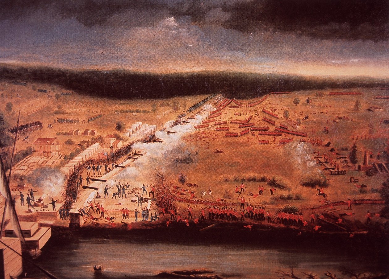 Slaget vid New Orleans (färg litho) av John Ward Dunsmore