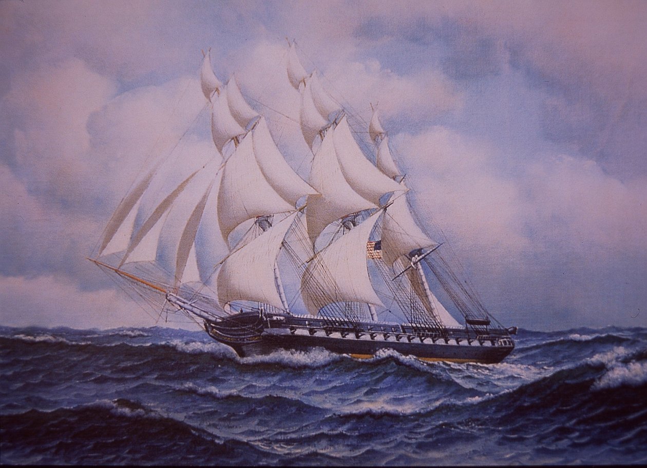 USS Constitution (färg litho) av John Ward Dunsmore