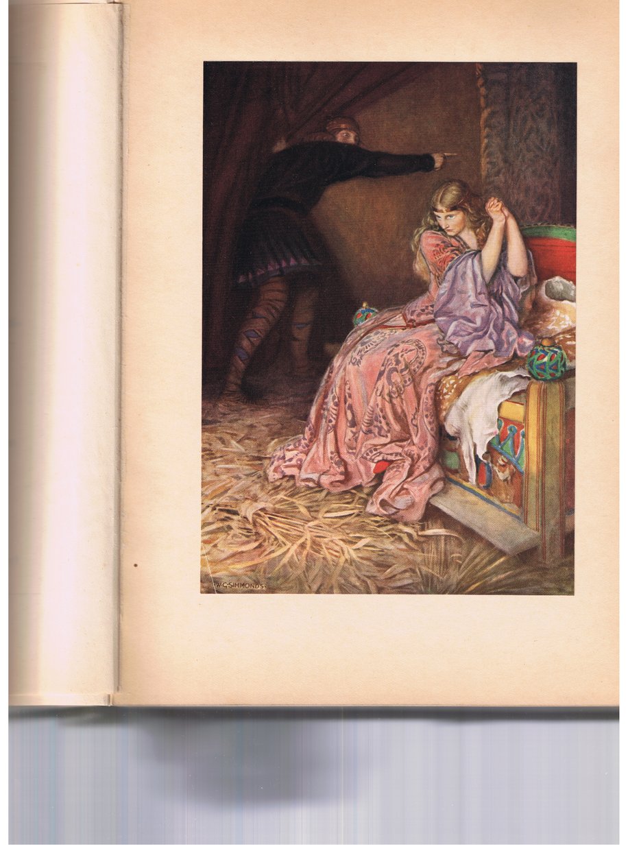 Hamlet säger åt Ophelia att gå till ett nunnekloster medan hon låtsas vara galen, från "Hamlet" av William Shakespeare, utgåva publicerad av Hodder und Stoughton 1915 av W. G. Simmonds