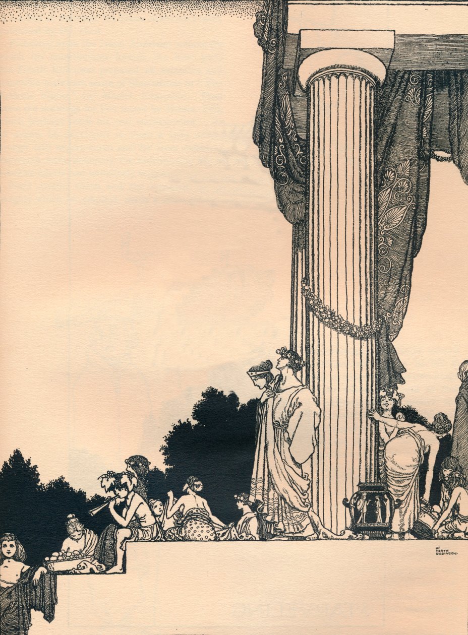 En midsommarnattsdröm, akt 1, scen 1, 1914 av William Heath Robinson