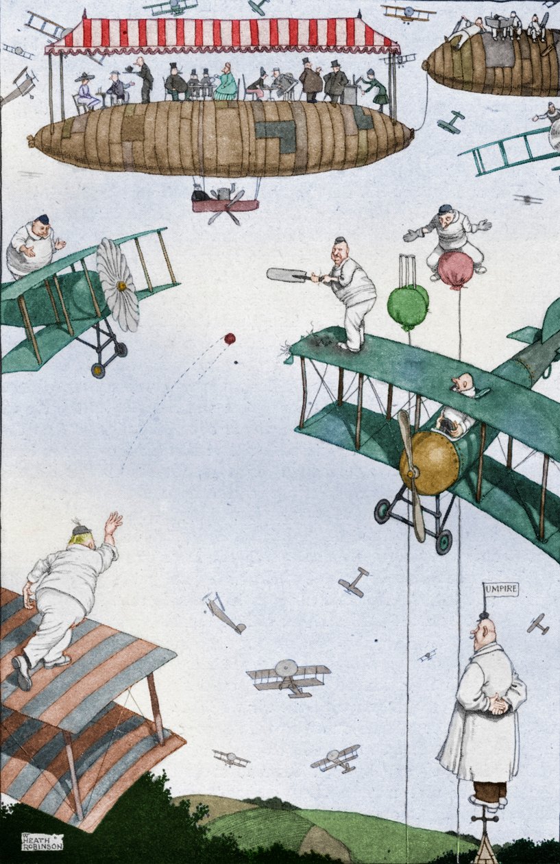 An Aerial Cricket Match of the Future, c1918 1919 av William Heath Robinson